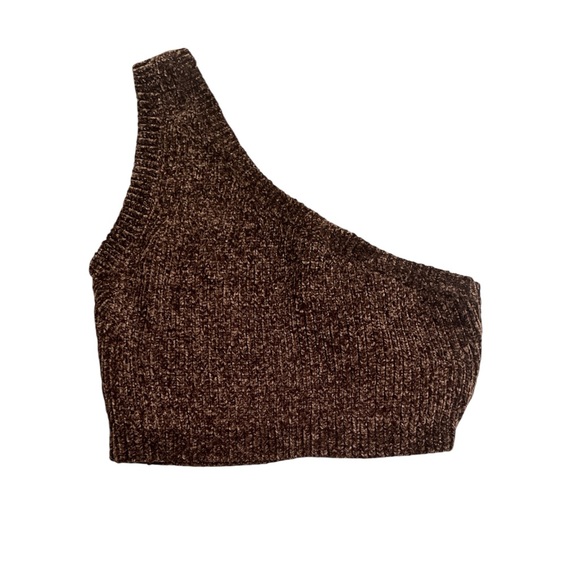 House of CB Brown One-Shoulder Knit Top - Picture 1 of 4